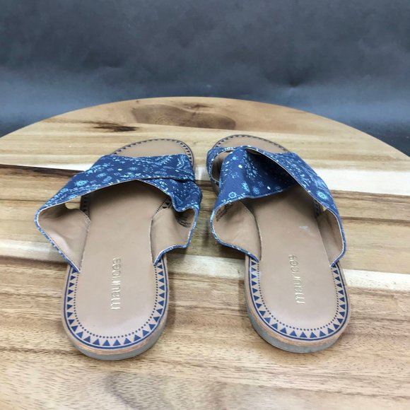 Maurices Blue Pattern Slides Slip On Flat Sandals Womens Size 6 - Picture 4 of 7